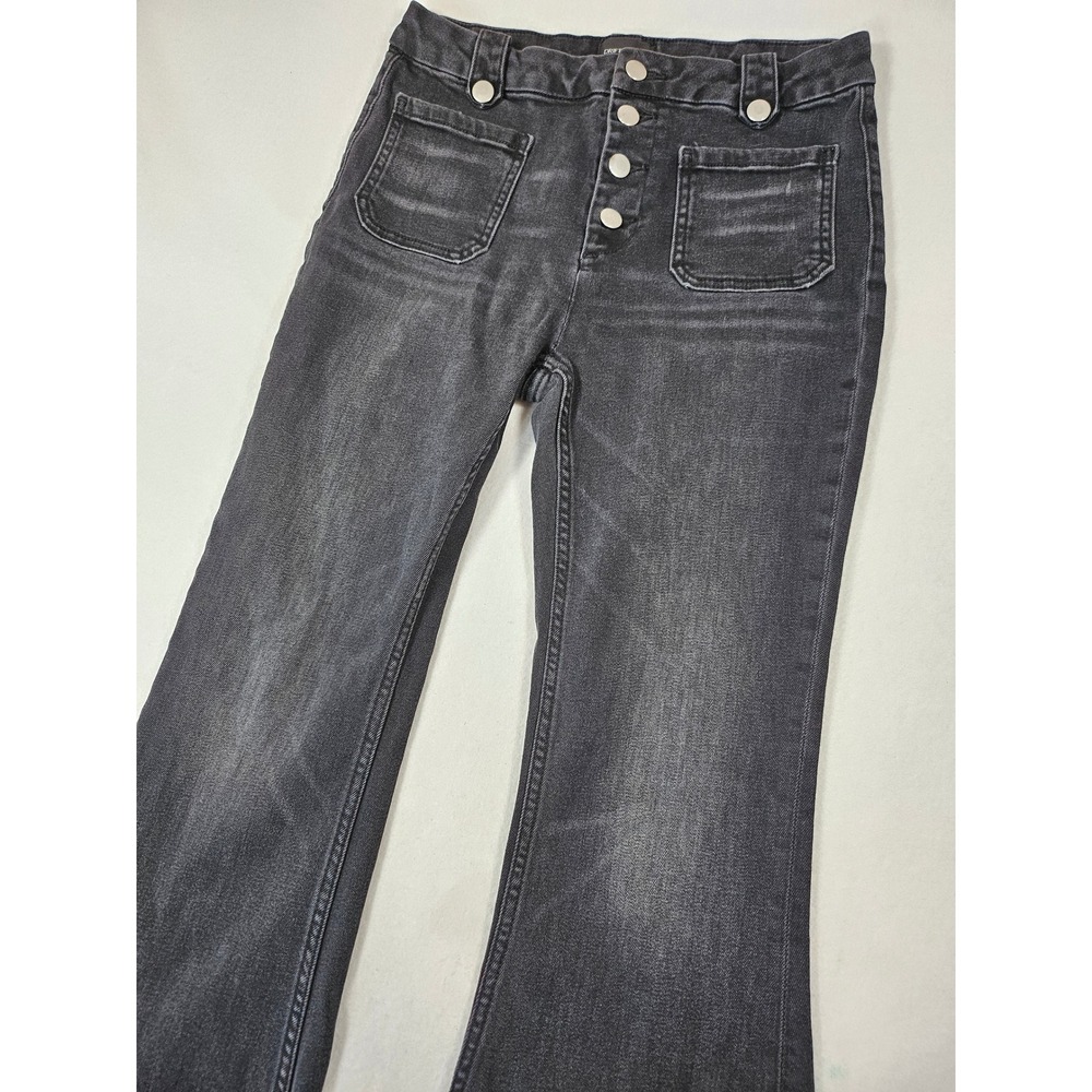 Driftwood Tess High Rise Flare 70s inspired Black Button Fly Raw Hem Size 29 - Picture 3 of 16
